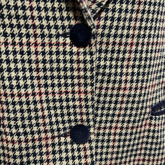 Vintage Norton McNaughton Houndstooth Women's Blazer with Velvet Collar Size 12 - Picture 4 of 16